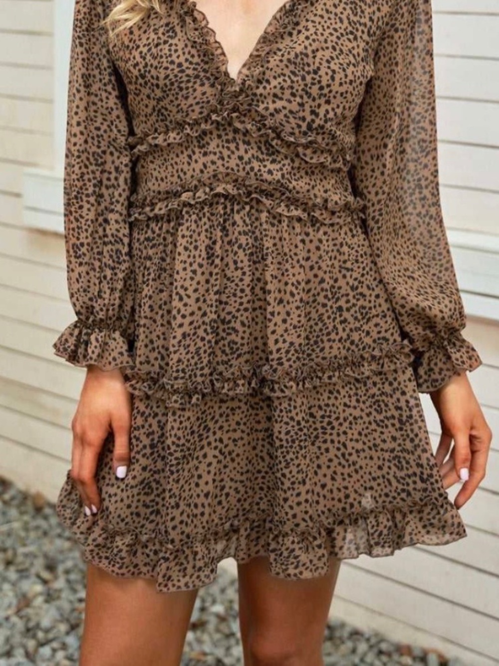 Leopard Print Ruffle Mini Dress - Picture 6 of 6